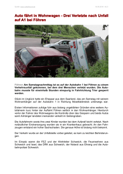 Verkehrsunfall mit Carvan-Gespann auf der A1, Föhren → Schweich