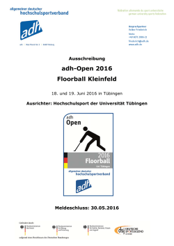 Ausschreibung adh-Open 2016 Floorball Kleinfeld