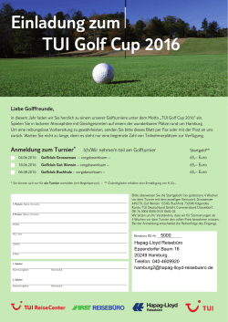 Einladung zum TUI Golf Cup 2016 - Hapag