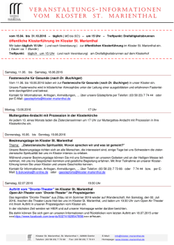 die Termine in 2016 - Kloster St. Marienthal