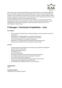 IT Manager / Technischer Projektleiter &ndash; m/w