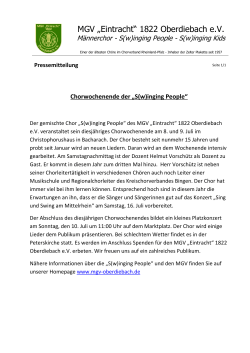 Pressemitteilung - MGV Eintracht 1822 Oberdiebach eV