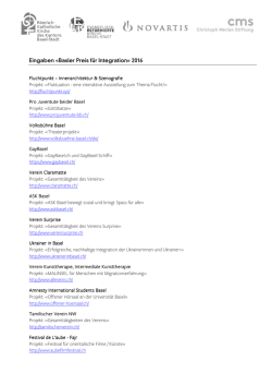 Eingaben &laquo;Basler Preis f&uuml;r Integration&raquo; 2016