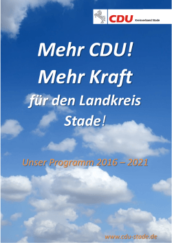 Kreiswahlprogramm 2016 - CDU Kreisverband Stade