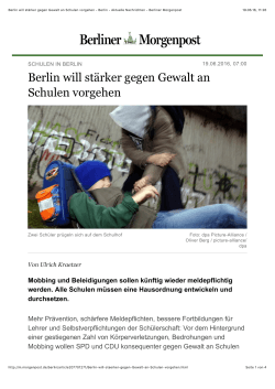 Berlin will stärker gegen Gewalt an Schulen vorgehen