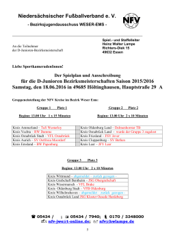 D Junioren Bezirksmeisterschaft Spielplan 2015 16