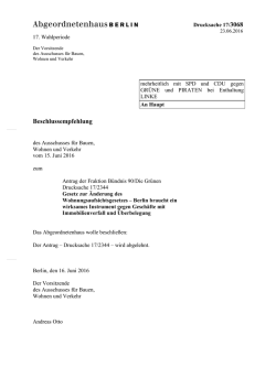 Dringliche Beschlussempfehlung