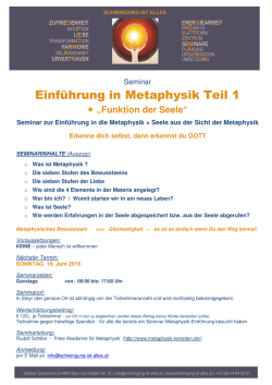 Einf&uuml;hrung in Metaphysik Teil 1