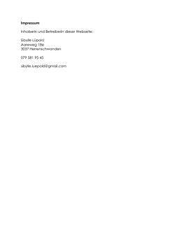 Impressum Inhaberin und Betreiberin dieser Webseite: Sibylle