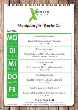 Menüplan der Woche