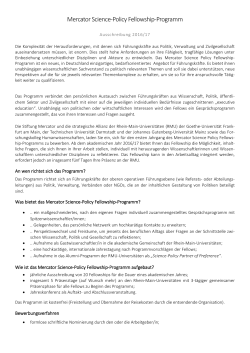 Mercator Science-Policy Fellowship-Programm - Goethe