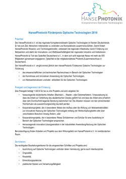 HansePhotonik Förderpreis Optische Technologien 2016