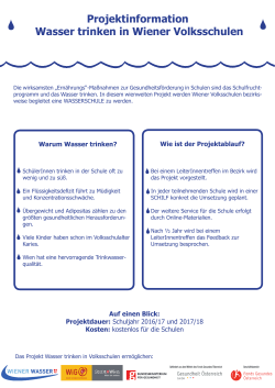 Projektinformation Wasser trinken in Wiener Volksschulen