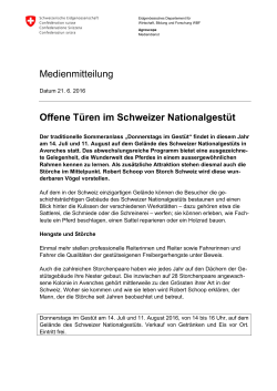 Medienmitteilung Offene Türen im Schweizer Nationalgestüt