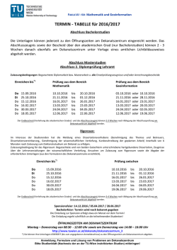 TERMIN - TABELLE für 2016/2017