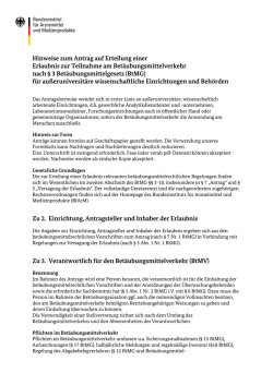 Hinweise zum Antrag auf Erteilung einer Erlaubnis zur