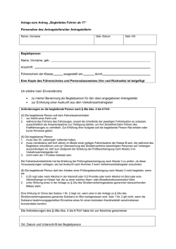 Anlage zum Antrag „Begleitetes Fahren ab 17“ Personalien des
