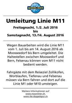 Umleitung Linie M11