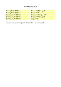 Jugendtraining 2016 In diesem Jahr nehmen insgesamt 20