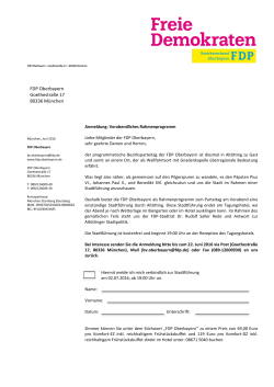 Anmeldung Vorabend - FDP Bezirksverband Oberbayern