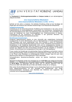 einer wissenschaftlichen Mitarbeiterin/ eines wissenschaftlichen