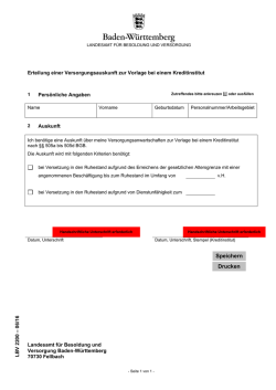 Erteilung einer Versorgungsauskunft zur Vorlage bei einem