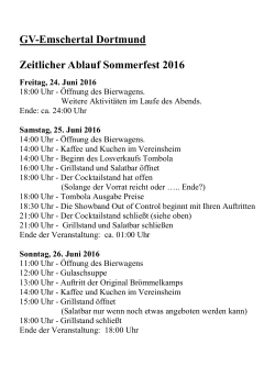 GV-Emschertal Dortmund Zeitlicher Ablauf Sommerfest 2016