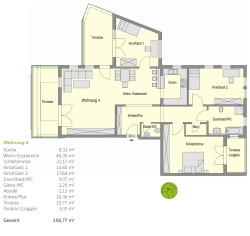 Wohnung 4 Küche 8,31 m² Wohn-Essbereich 46 - Ohne