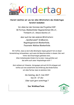 Hiermit m&ouml;chten wir uns bei allen Mitstreitern des Kindertages