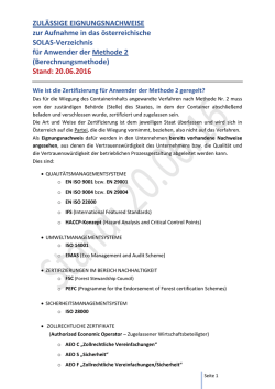 Eignungsnachweise f&uuml;r Anwender der Methode 2