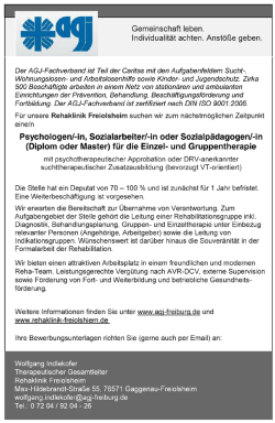 Psychologe, Sozialarbeiter oder Sozialpädagoge (w/m)