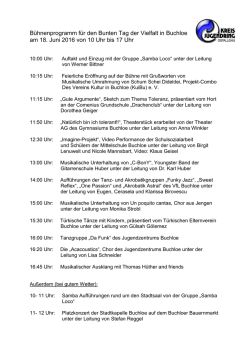 Bühnenprogramm für den Bunten Tag der Vielfalt in Buchloe am 18