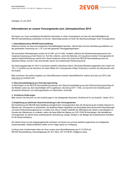 Informationen an unsere Vorsorgewerke zum Jahresabschluss 2015