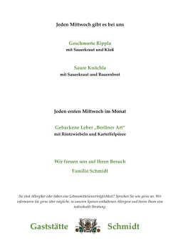 Unsere Speisekarte - Gastst&auml;tte Schmidt