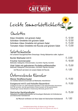 Leichte Sommerköstlichkeiten - cafe-wien.ch | imbiss