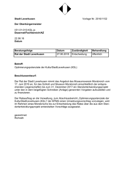Stadt Leverkusen Vorlage Nr. 2016/1152 Der Oberbürgermeister I