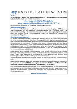 einer wissenschaftlichen Mitarbeiterin/ eines wissenschaftlichen
