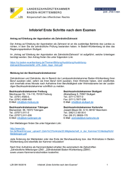 Infobrief Erste Schritte nach dem Examen