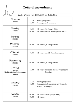 Vermeldung 18.06.2016 bis 26.06.2016 - Herz-Jesu