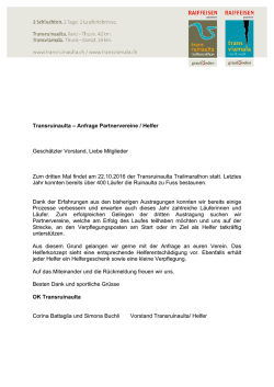 Helferanfrage Transruinaulta Trailmarathon