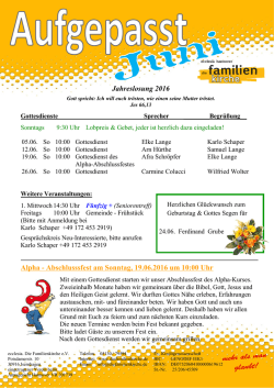 Juni 2016 - die Familienkirche