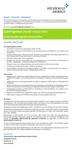 Laboringenieur (m/w) in Teilzeit (50%)
