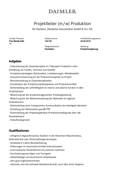 Projektleiter (m/w) Produktion