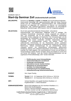 Start-Up Seminar Zoll - Logistik Akademie Nordrhein