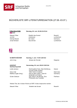 BÜCHERLISTE SRF-LITERATURREDAKTION (27.06.