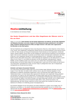 Medienmitteilung Swissolympic: Selektion Doppelvierer