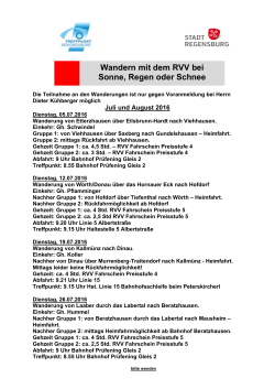 Wandern mit dem RVV im Juli und August 2016