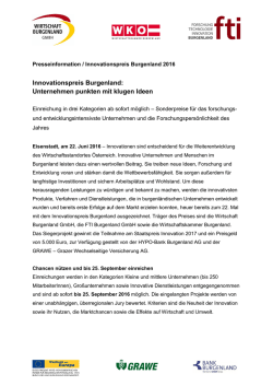 Innovationspreis Burgenland: Unternehmen punkten mit klugen Ideen