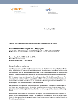 Hauptstadtsymposium der DGPPN in Kooperation mit der DGKJP