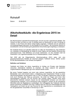 Rohstoff Alkoholtestkäufe